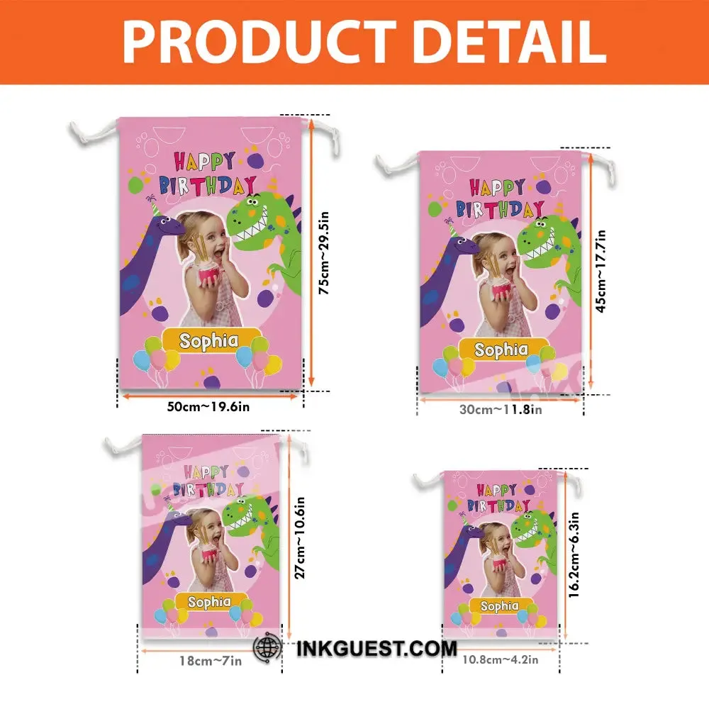 Happy Birthday Dinosaur String Bag Personalized Christmas String Bag