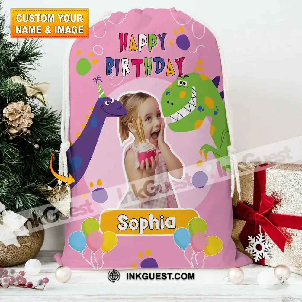 Happy Birthday Dinosaur String Bag Personalized Christmas String Bag