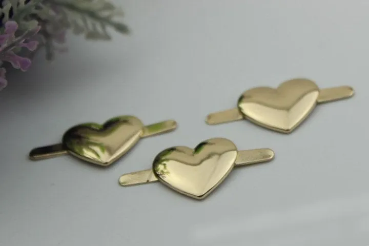 Heart-Shaped Purse Label 2/20pcs Bag Hardware Charm Light Gold Handmade Purse Handbag Making Metal Decoration 20mm 3/4" Wholesale Supplies
