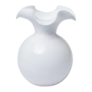 Hibiscus Glass White Medium Fluted Vase
