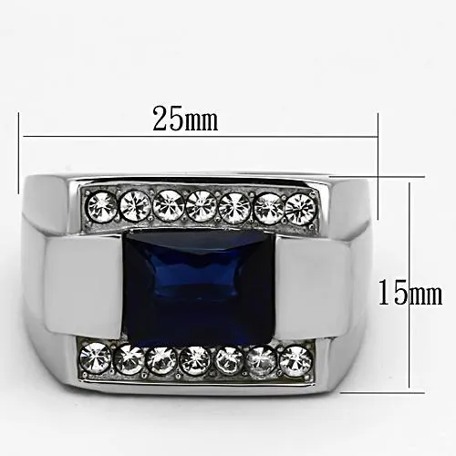 High polished (no plating) Stainless Steel Ring with Synthetic Synthetic Glass in Montana for Women Style TK1058