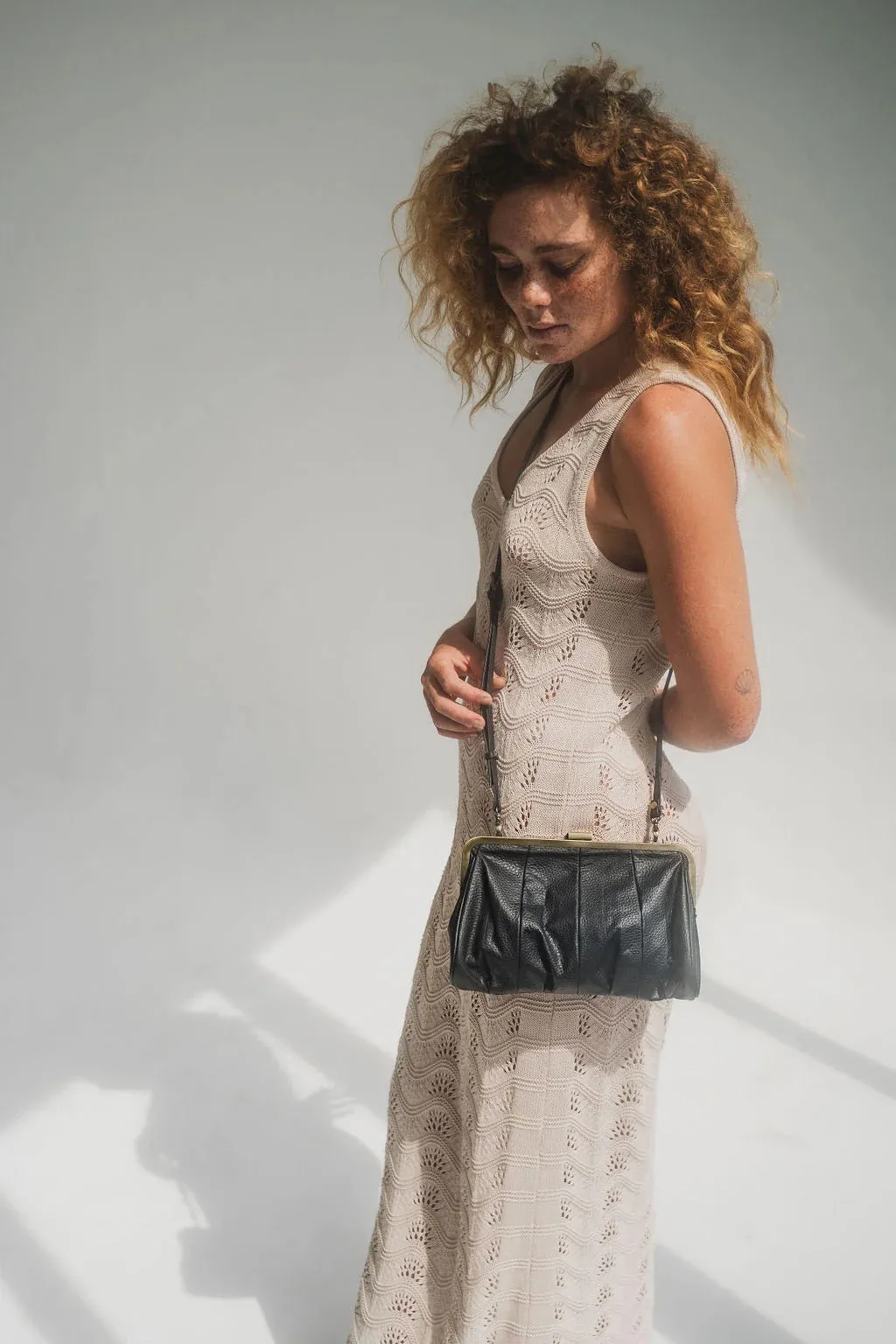 Hobo & Hatch Etta Crossbody Leather Bag ~ Black ~ Chestnut Antique