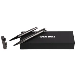 Hugo Boss Set Loop Diamond Gunmetal (Ballpoint Pen & Rollerball Pen)