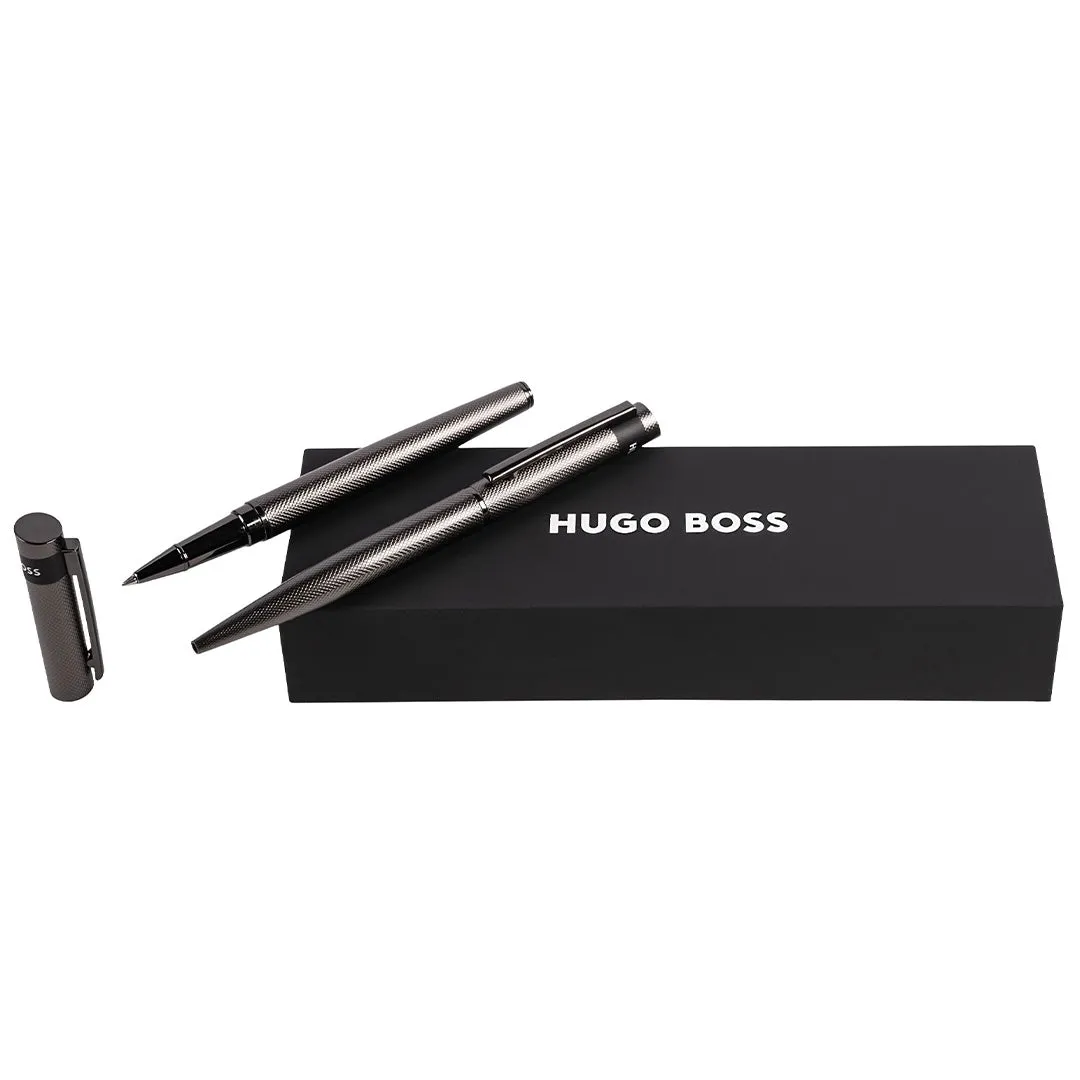 Hugo Boss Set Loop Diamond Gunmetal (Ballpoint Pen & Rollerball Pen)
