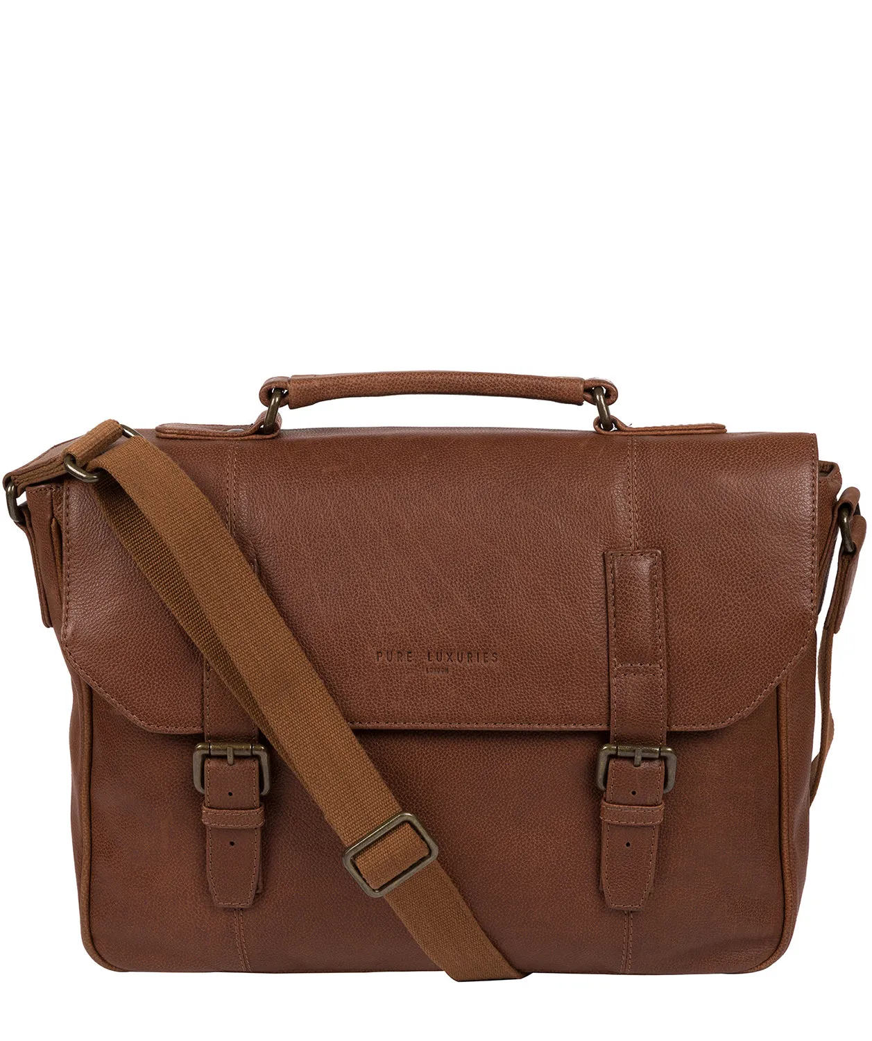 'Idris' Hazelnut Leather Briefcase