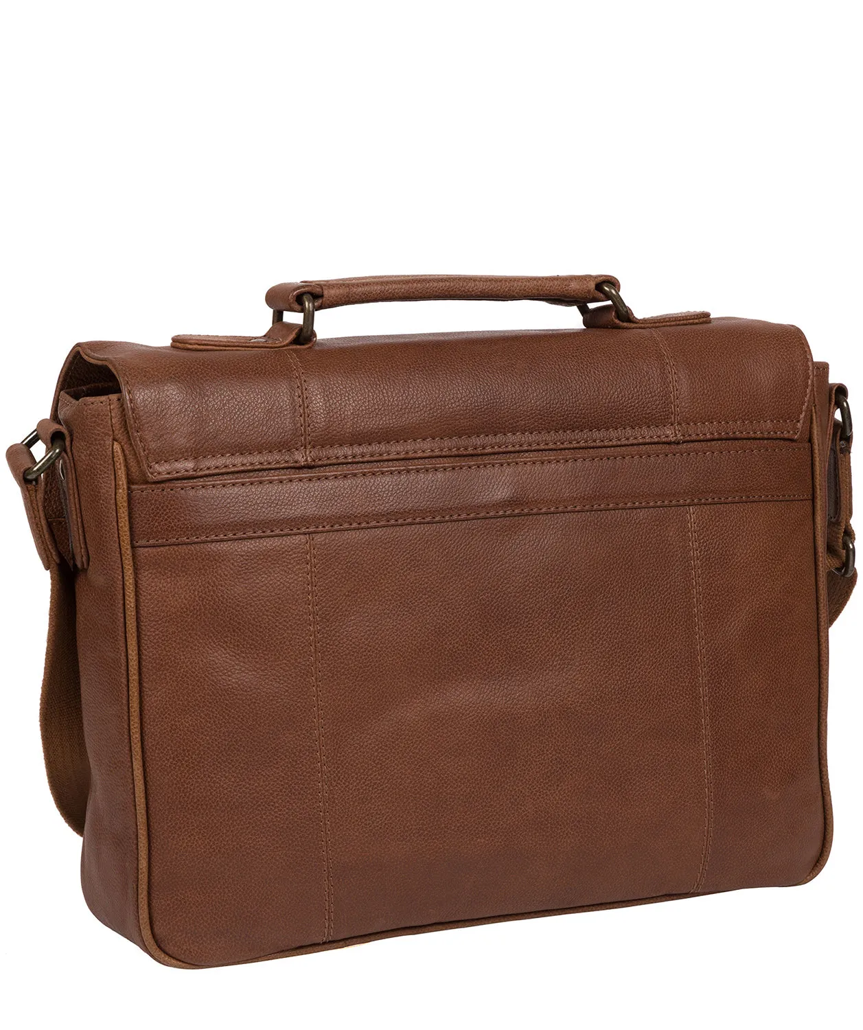 'Idris' Hazelnut Leather Briefcase