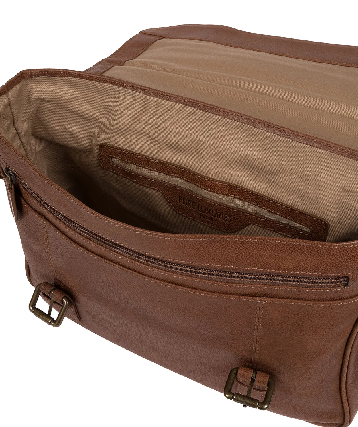 'Idris' Hazelnut Leather Briefcase