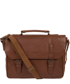 'Idris' Hazelnut Leather Briefcase