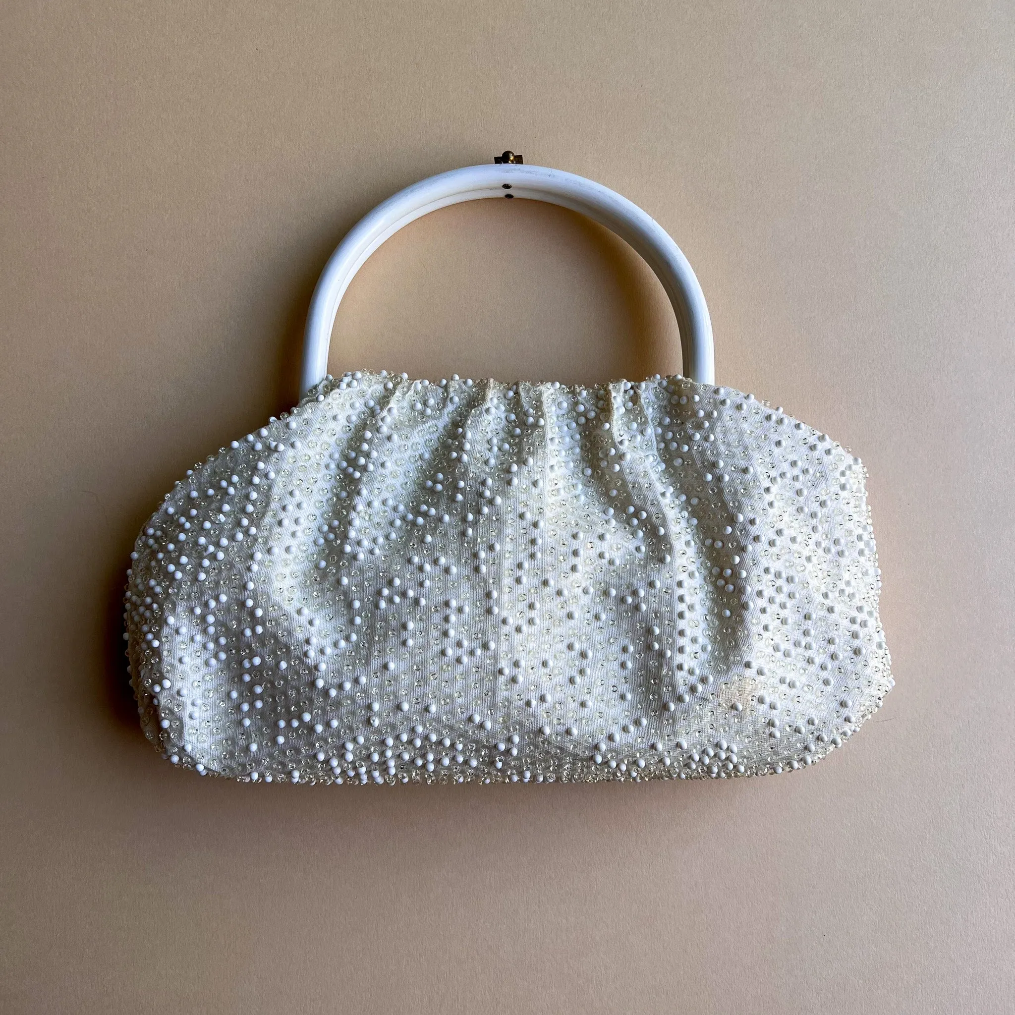 Incredible 1960s Reversible White and Candy-Colored Beaded Handbag