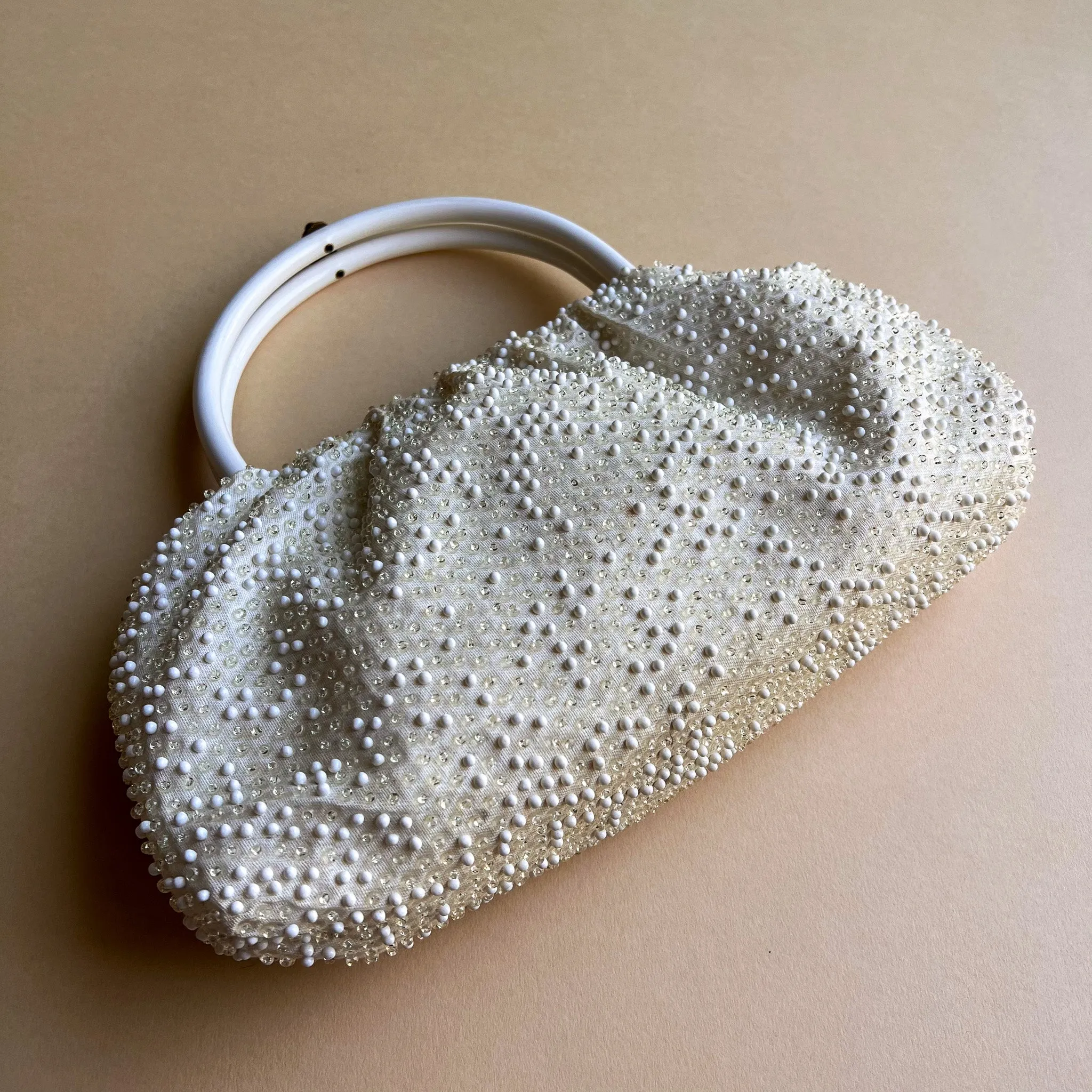 Incredible 1960s Reversible White and Candy-Colored Beaded Handbag