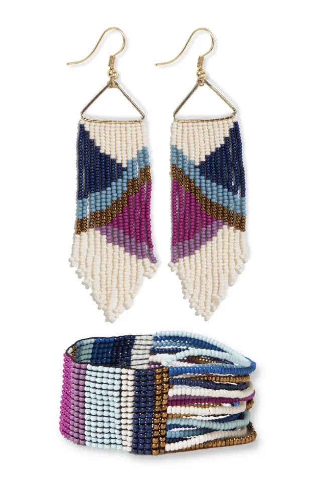 Ink   Alloy Emilie Angles Beaded Earrings And Charli Vertical Mixed Stripes Bracelet Set Iceland