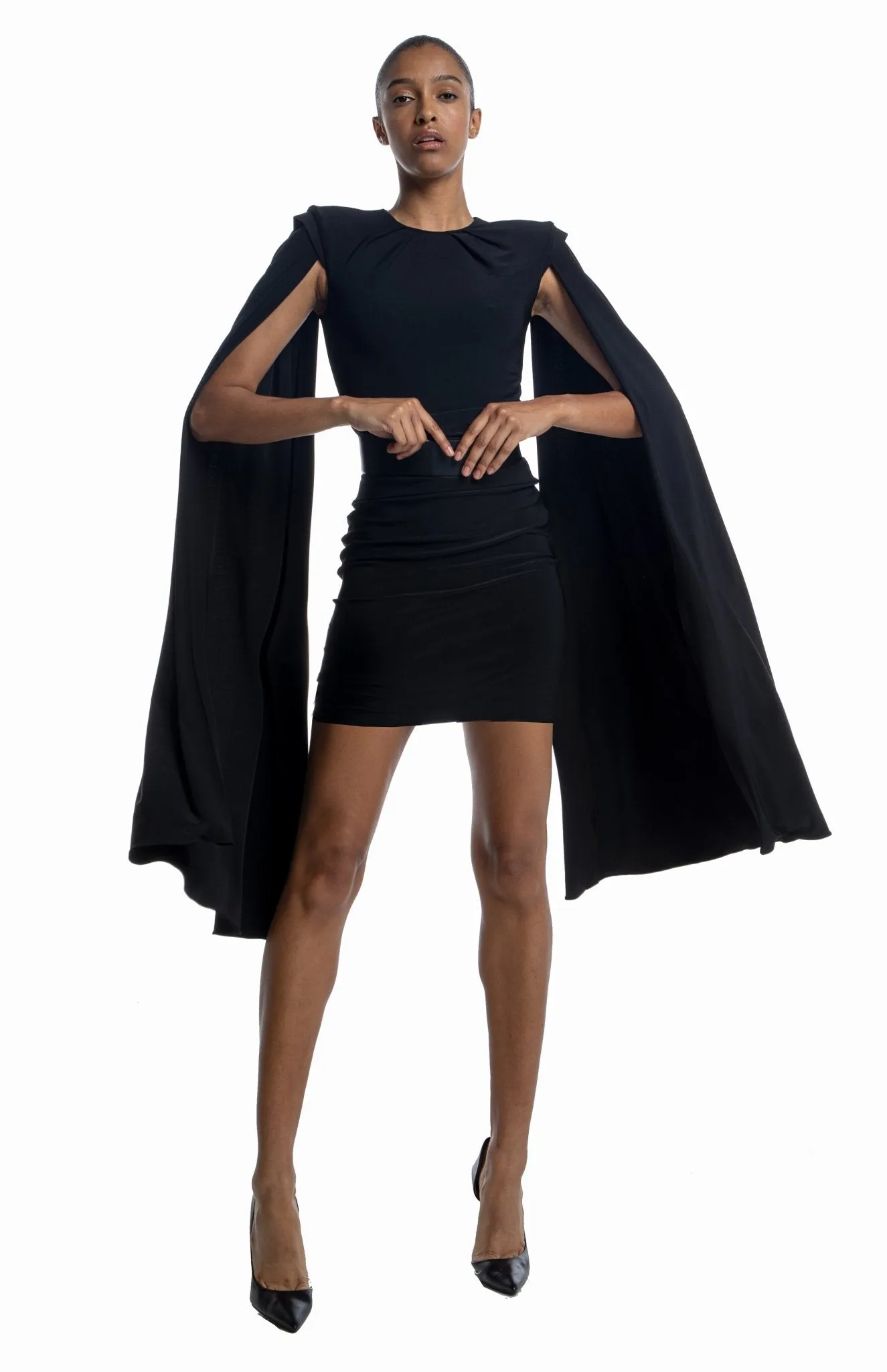Inoussa | Graceful Flow: Striking Cape Dress