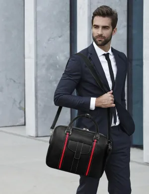 Karla Hanson Men's Professional & Travel Briefcase Black Red Stripe