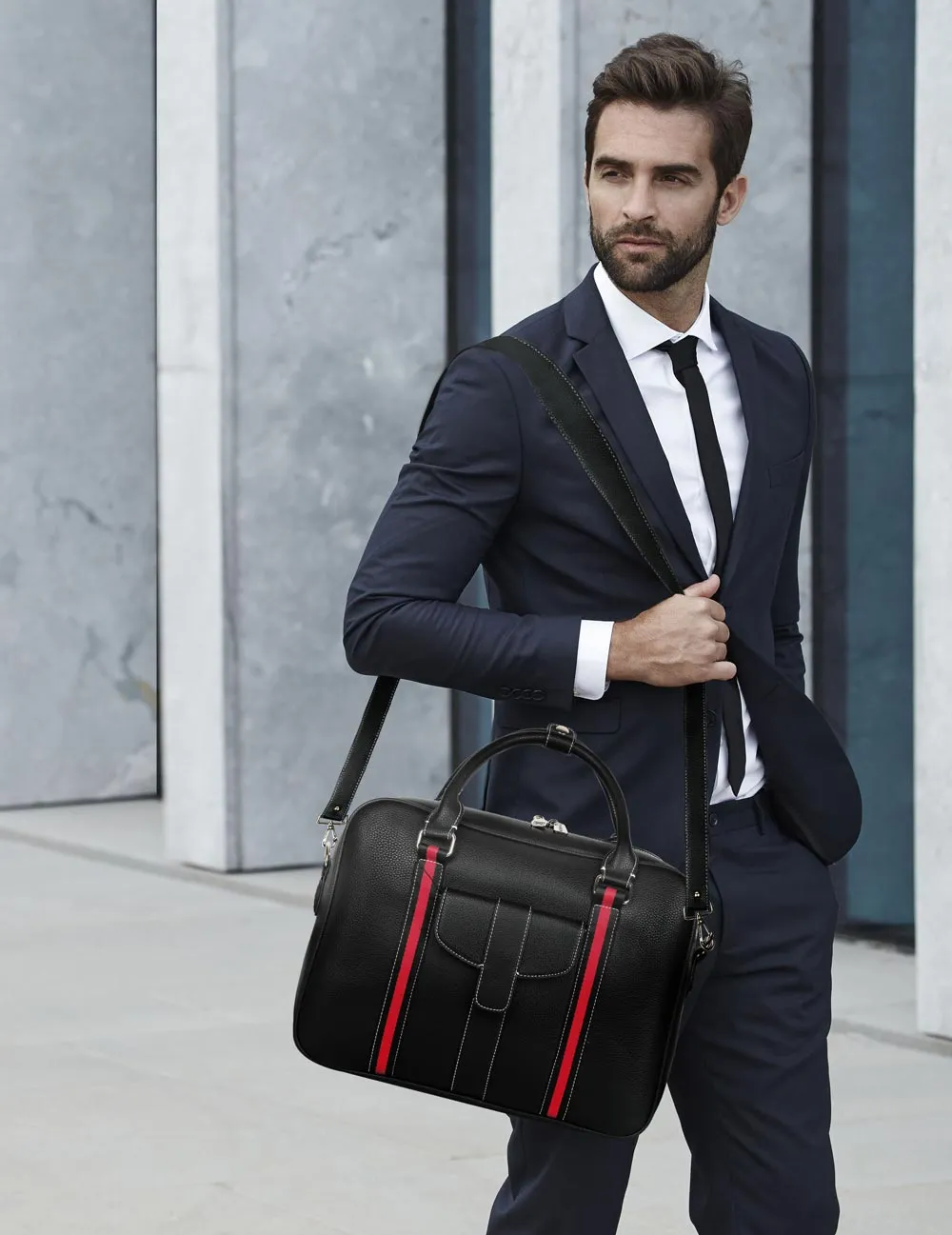 Karla Hanson Men's Professional & Travel Briefcase Black Red Stripe
