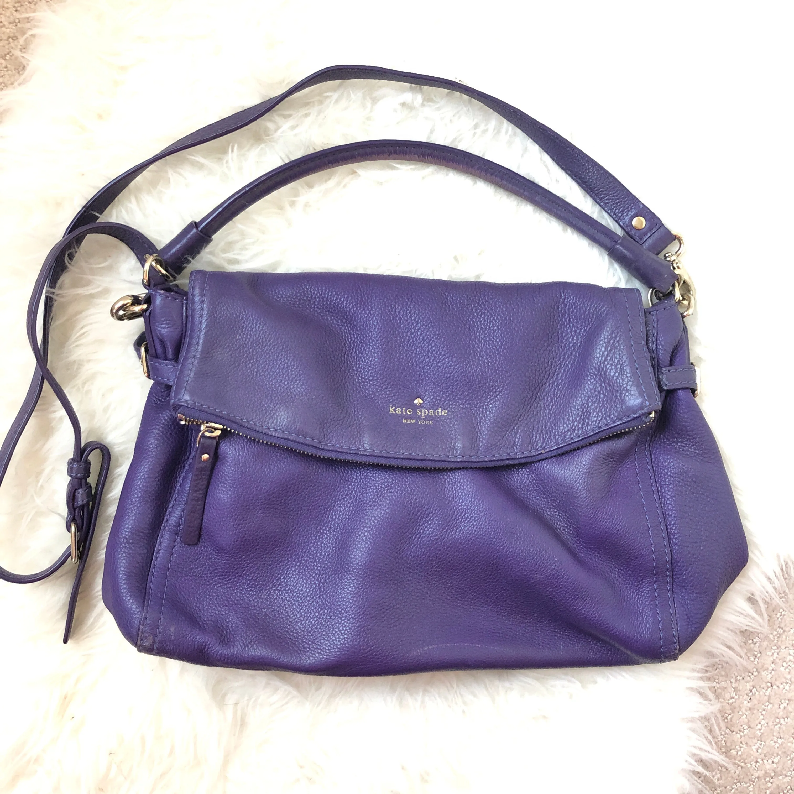 Kate Spade Cobblestone Leather Crossbody Bag in Plum