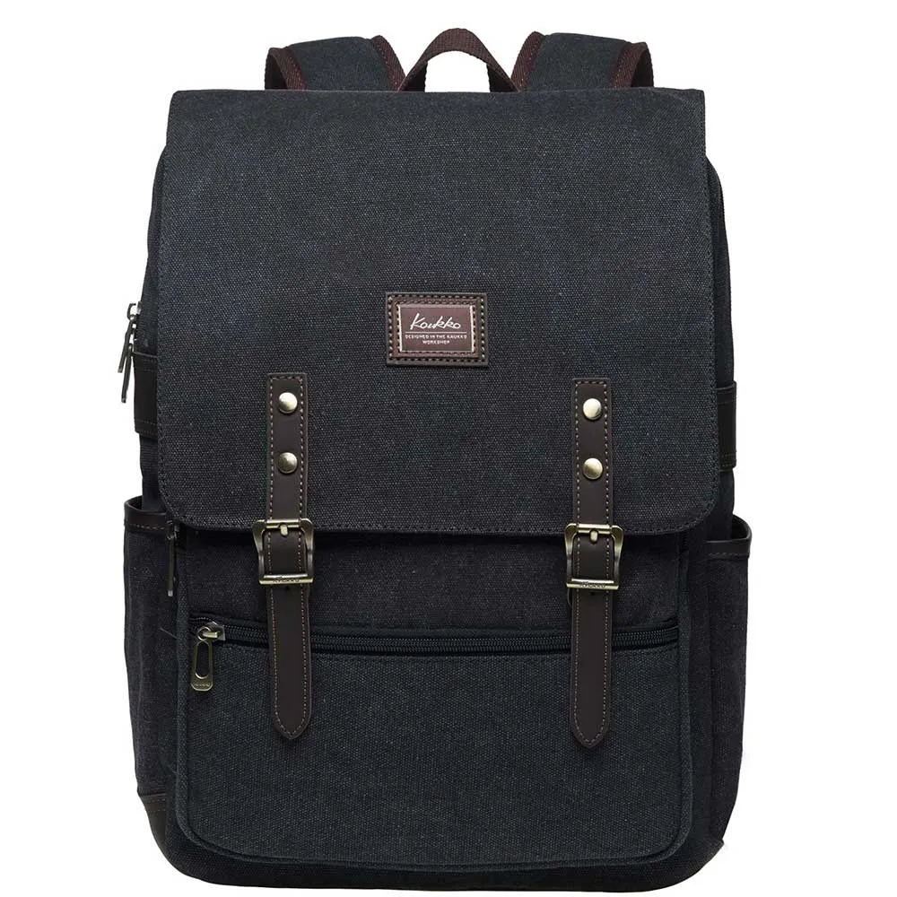 KAUKKO Casual Daypacks Multipurpose Backpacks, Outdoor Backpack, Travel Rucksack, Laptop Backpack Fits 15" (16-BLACK)