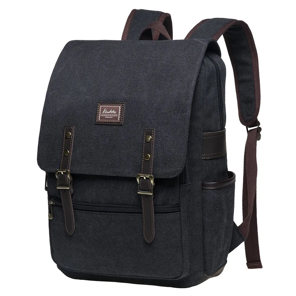 KAUKKO Casual Daypacks Multipurpose Backpacks, Outdoor Backpack, Travel Rucksack, Laptop Backpack Fits 15" (16-BLACK)