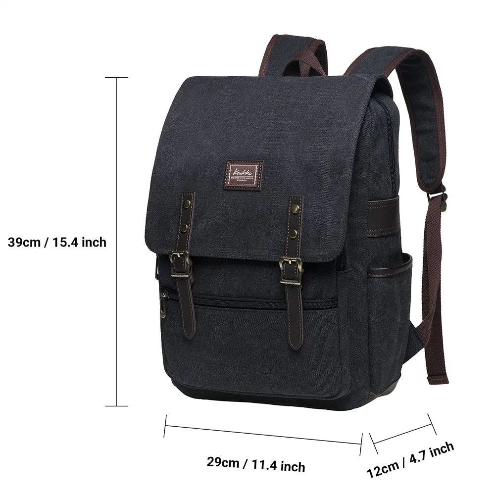 KAUKKO Casual Daypacks Multipurpose Backpacks, Outdoor Backpack, Travel Rucksack, Laptop Backpack Fits 15" (16-BLACK)