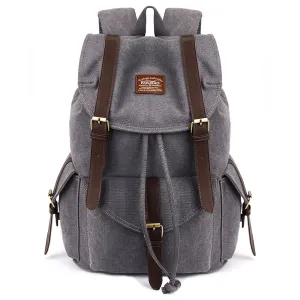 KAUKKO Retro Canvas Bag Outdoor School Backpack Travel Casual Hiking Rucksack  ( Grey )