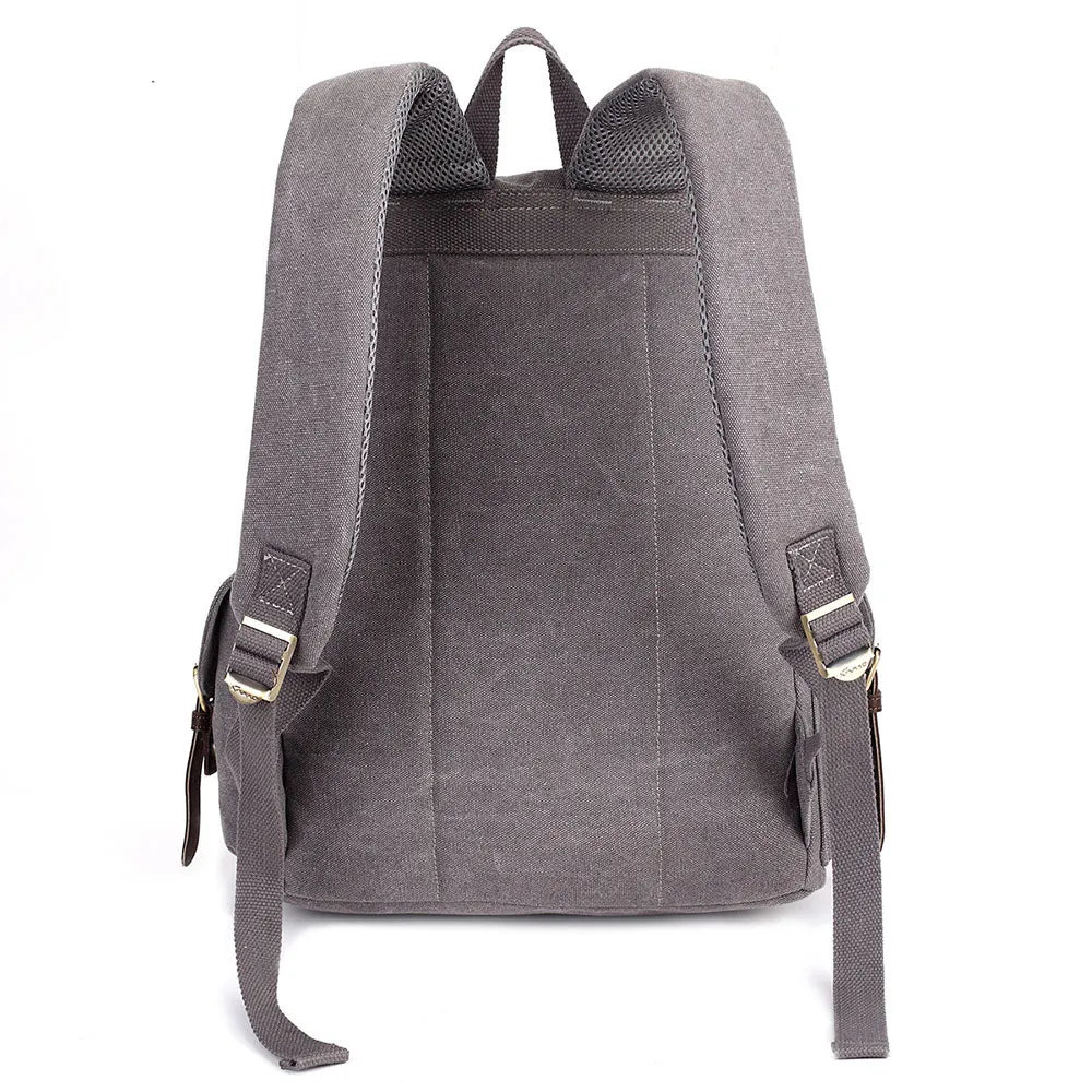 KAUKKO Retro Canvas Bag Outdoor School Backpack Travel Casual Hiking Rucksack  ( Grey )
