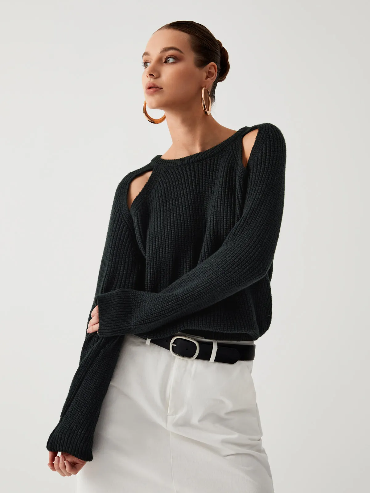 Keep Me Graceful Close Cutout Sweater