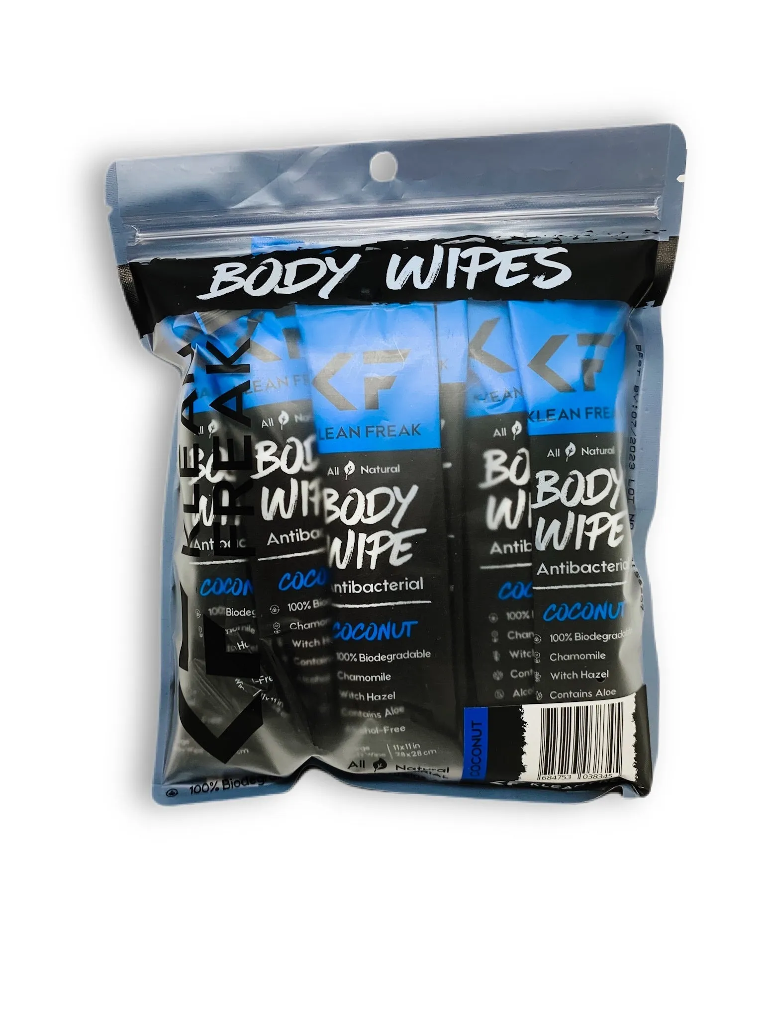 KLEAN FREAK COCONUT SCENTED BODY WIPE - 12 PACK