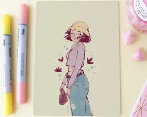 Lavender Summer Art Print | Aesthetic Fashion Illustration | Pastel Wall Art for Home & Studio