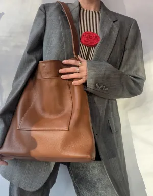 Leather Tote - Camel