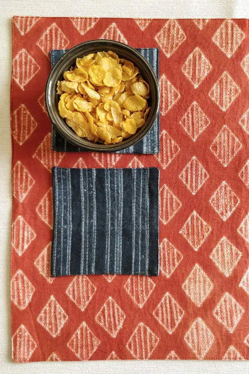 Leera Shibori Grey Stripes Coasters (Set of 4)