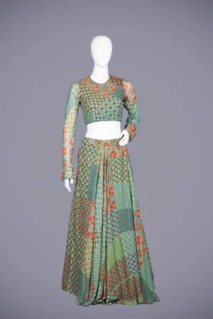 Light Green Chiffon Choli with Exquisite Zardosi Work