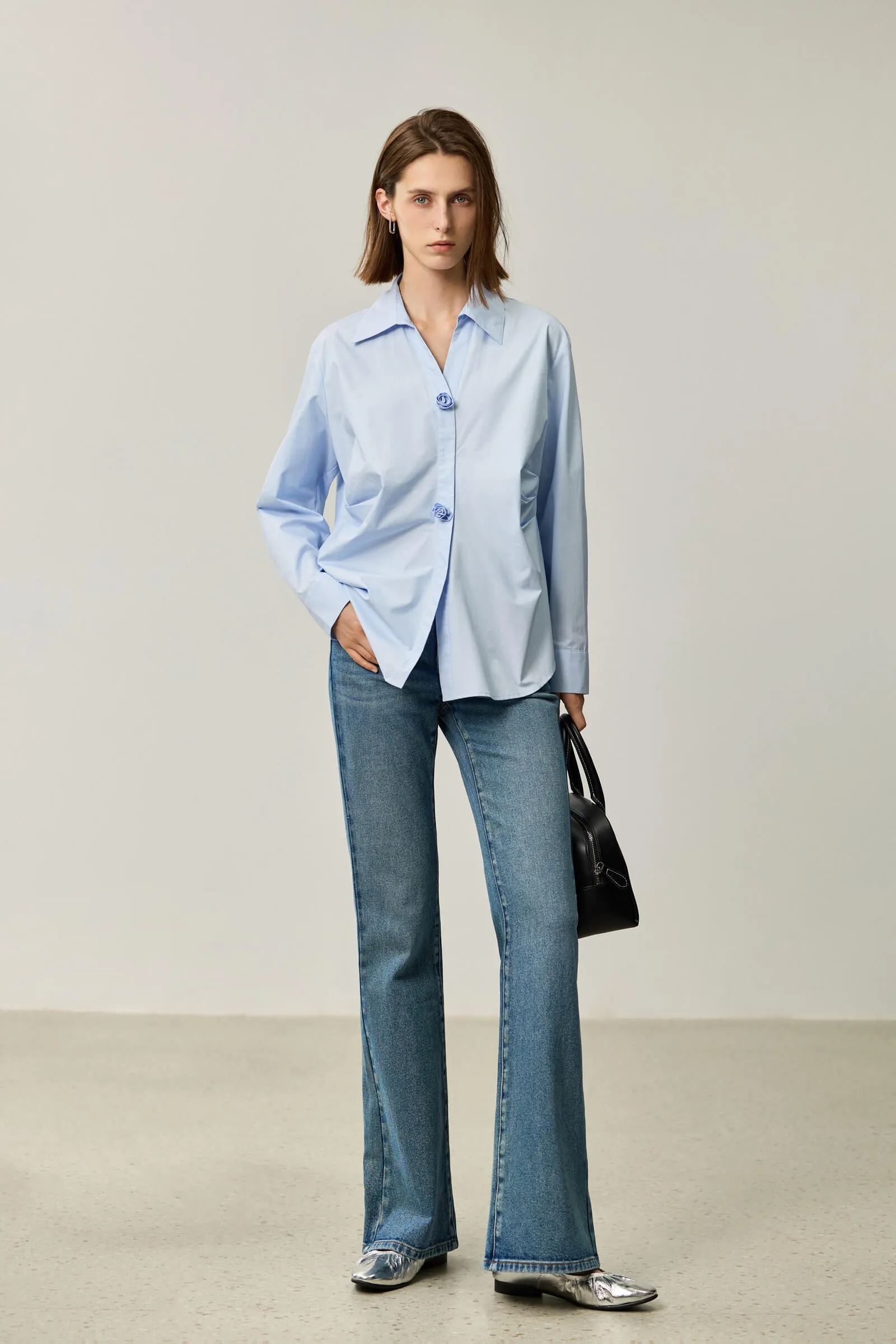 LILY Elegant Ruched Waist Blouse
