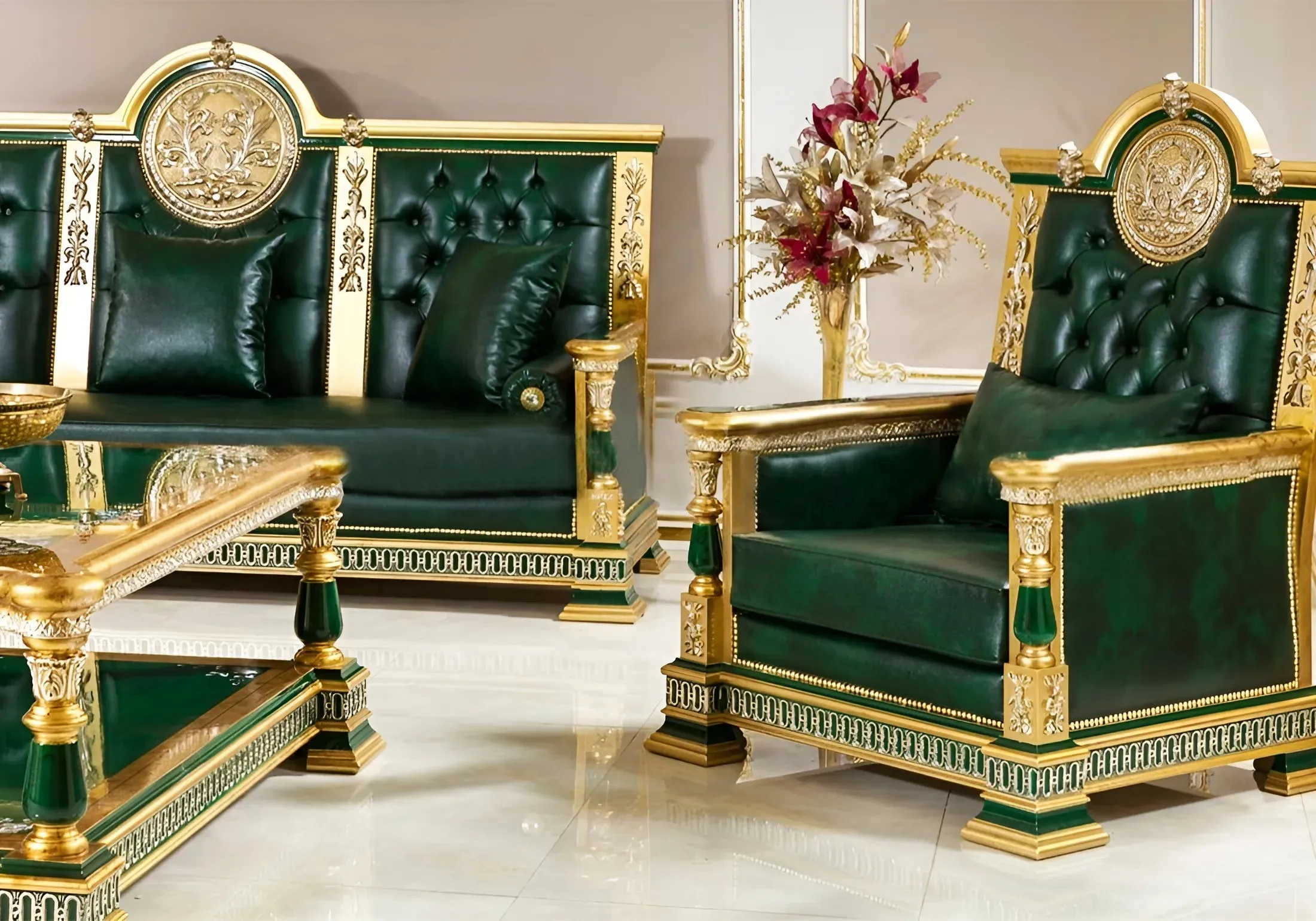 Luxury Handmade Wooden Saheste Sofa Set