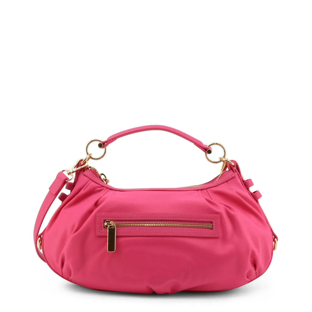 Luxury Synthetic Material Handbag with Removable Strap and Intricate Details