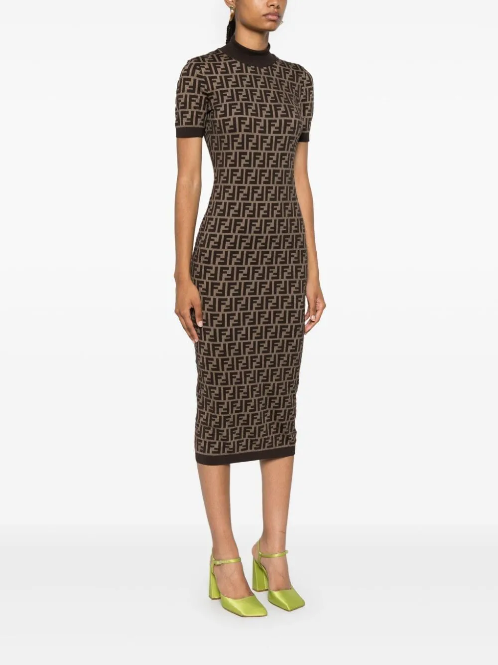 MC BROWN CAMEL MONOGRAM KNIT DRESS