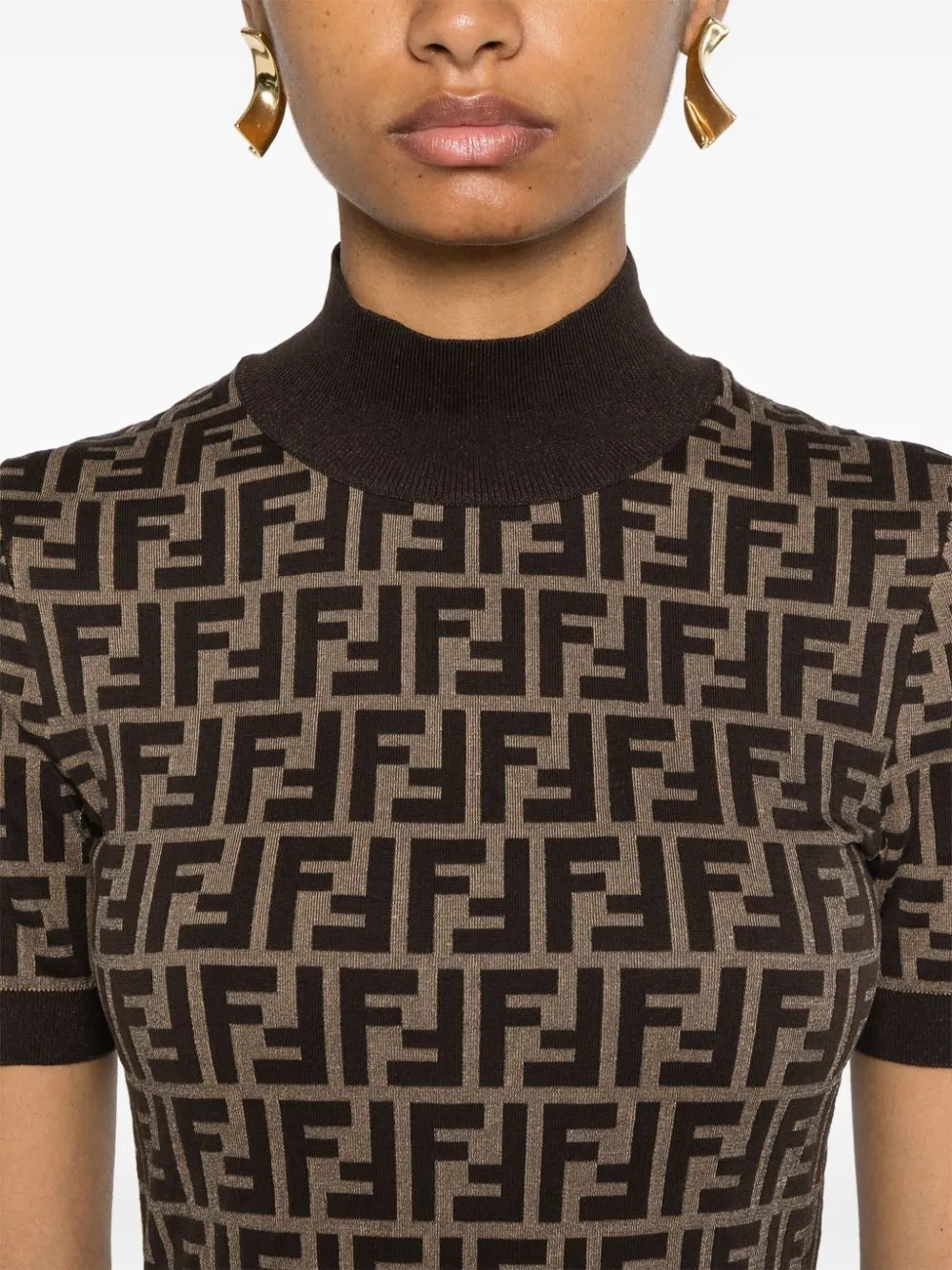 MC BROWN CAMEL MONOGRAM KNIT DRESS