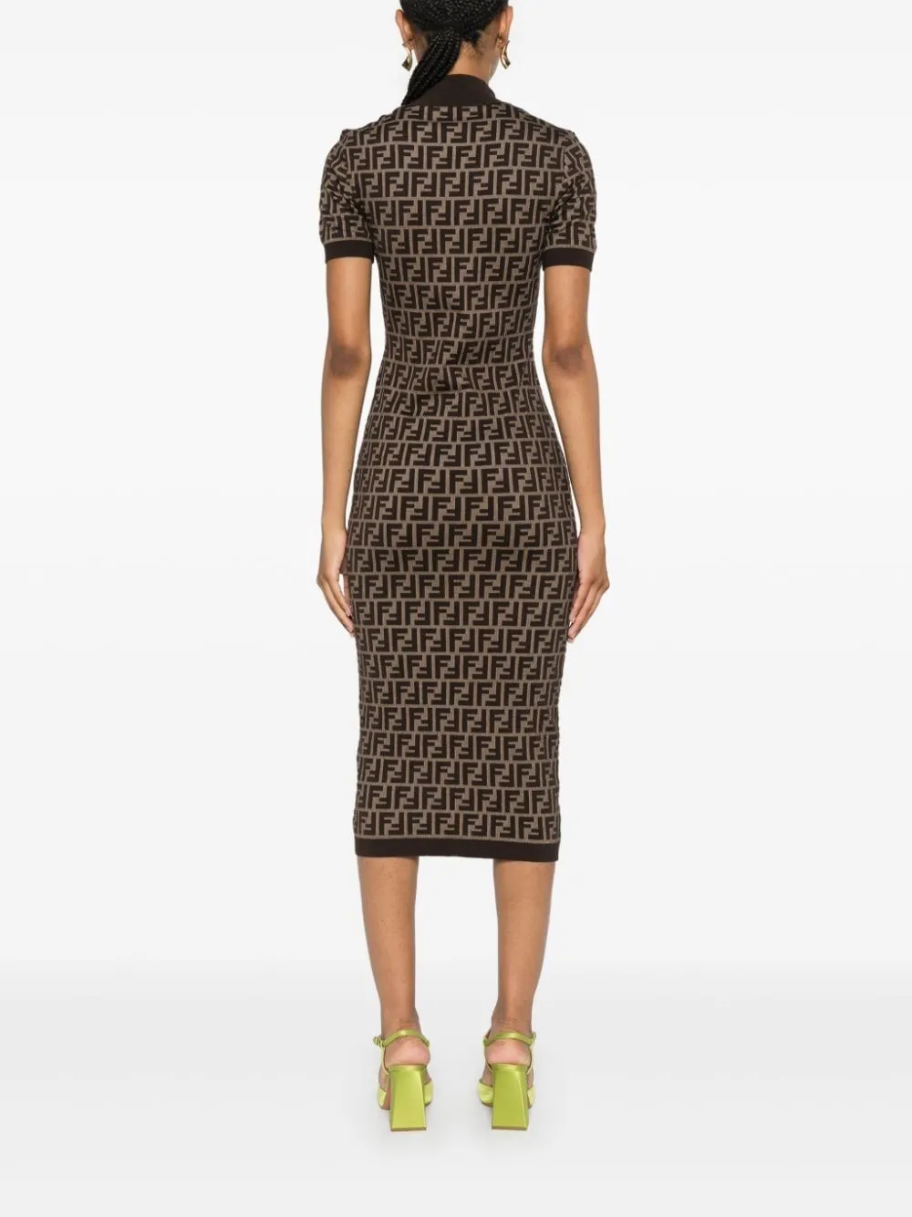 MC BROWN CAMEL MONOGRAM KNIT DRESS
