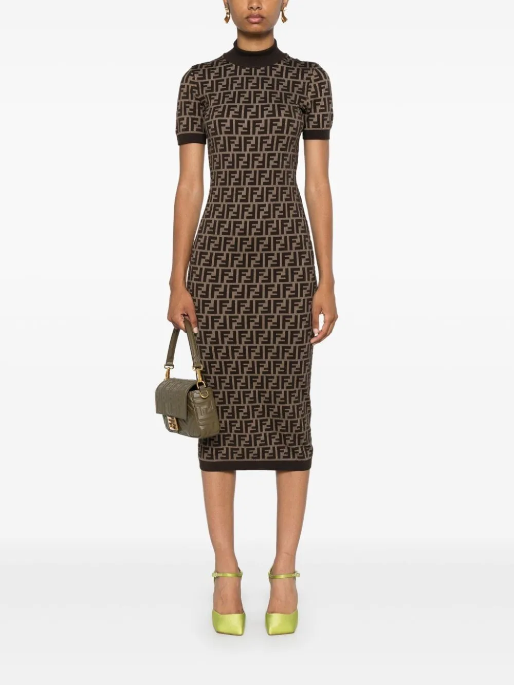 MC BROWN CAMEL MONOGRAM KNIT DRESS