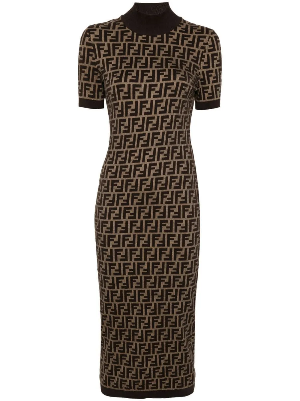 MC BROWN CAMEL MONOGRAM KNIT DRESS