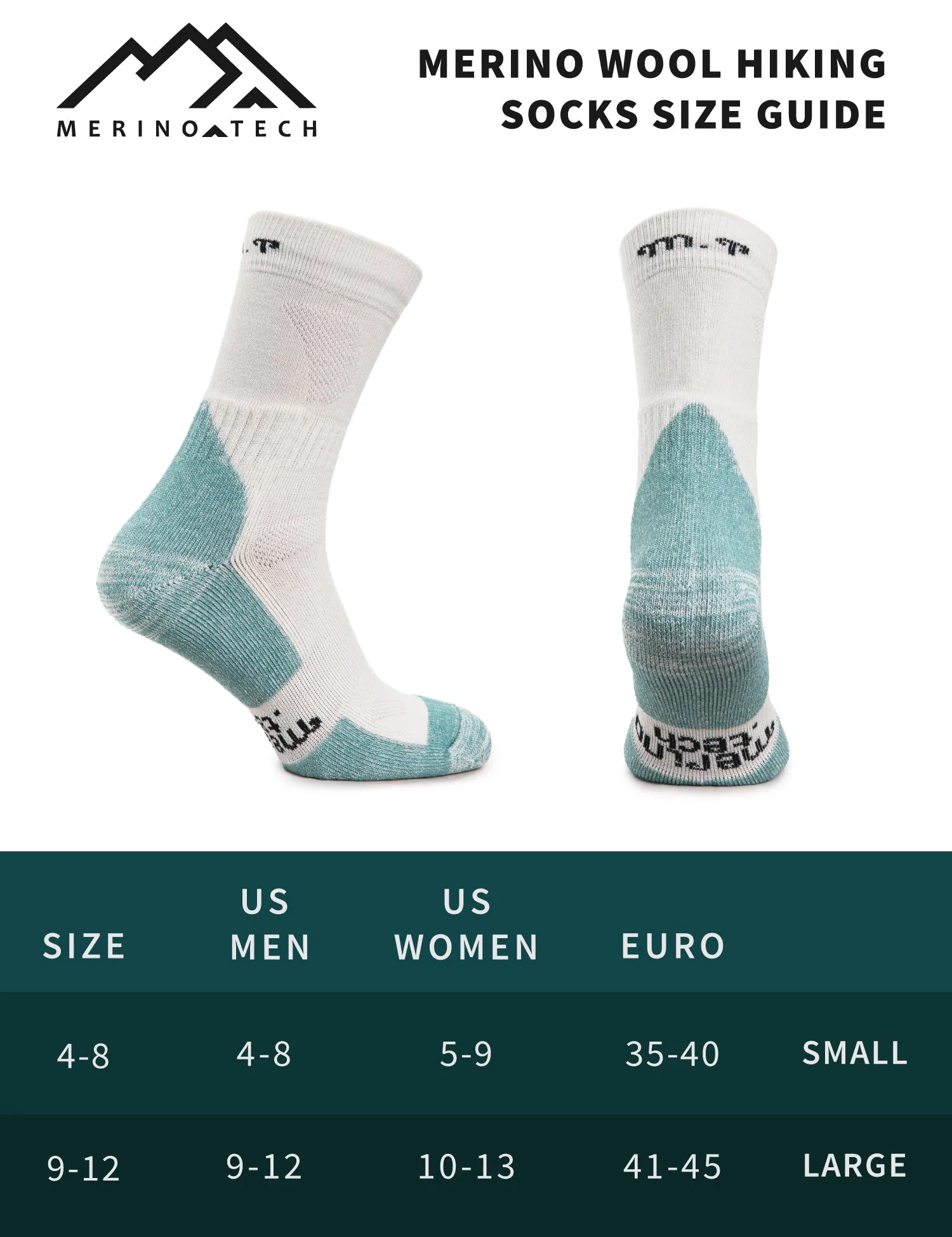 Merino Wool Hiking Socks - (Pack of 2) Black Marble