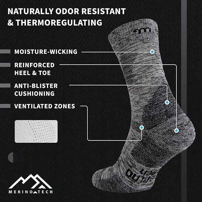 Merino Wool Hiking Socks - (Pack of 2 ) Navy Cobalt