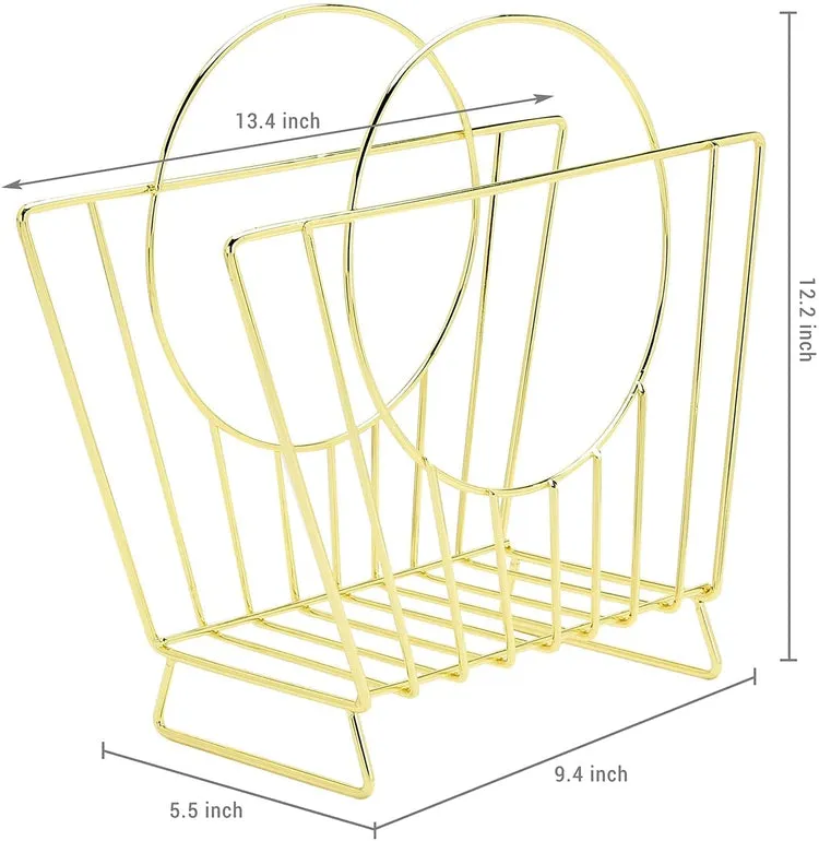 Mid-Century Brass Plated Metal Wire Handbag Shaped Magazine Holder Rack