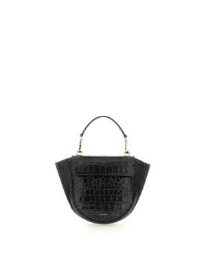 Mini Hortensia Crocodile Trapeze Bag in Black Crocodile