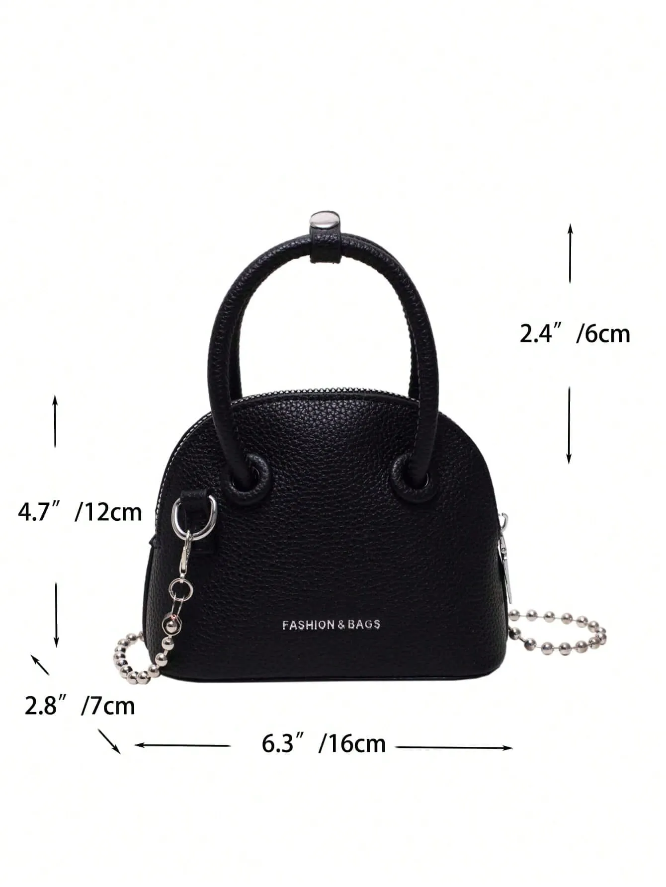Mini Neon Pink Litchi Embossed Chain Dome Bag