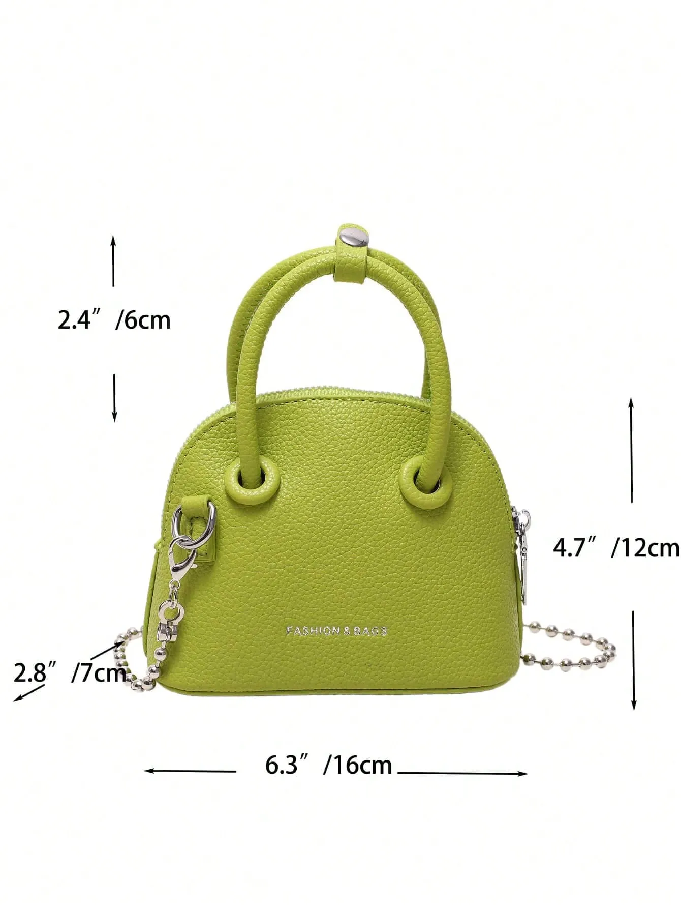 Mini Neon Pink Litchi Embossed Chain Dome Bag