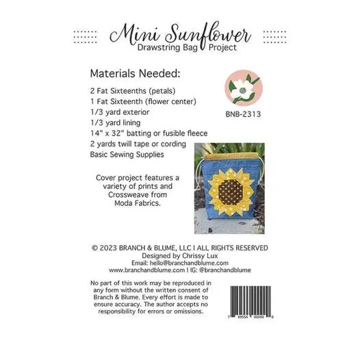 Mini Sunflower Drawstring Bag