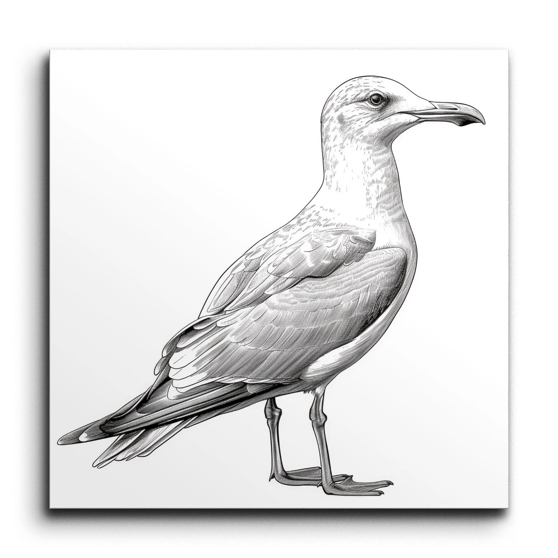 Monochrome Seagull: Exquisite Nature Illustration