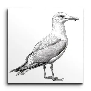 Monochrome Seagull: Exquisite Nature Illustration