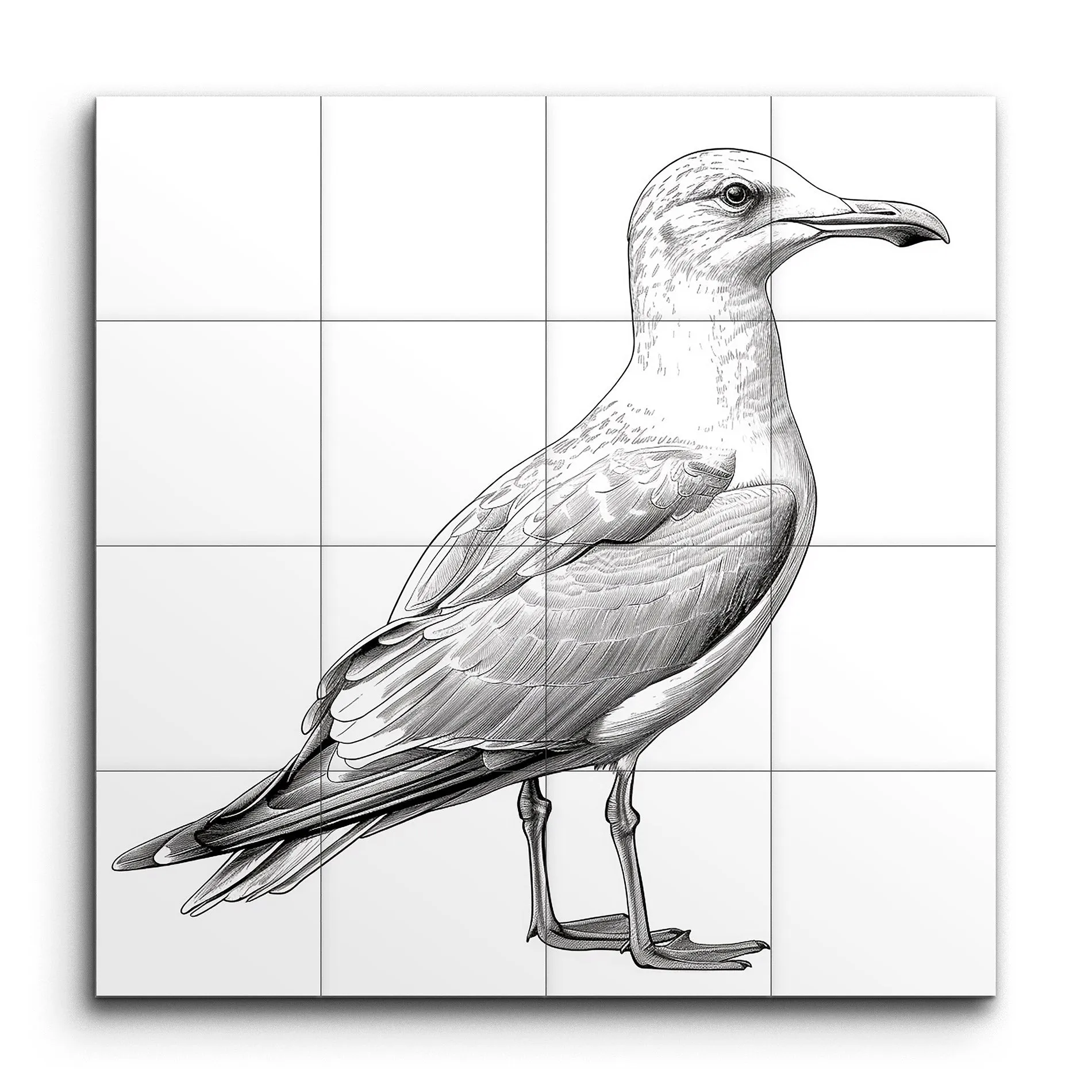 Monochrome Seagull: Exquisite Nature Illustration