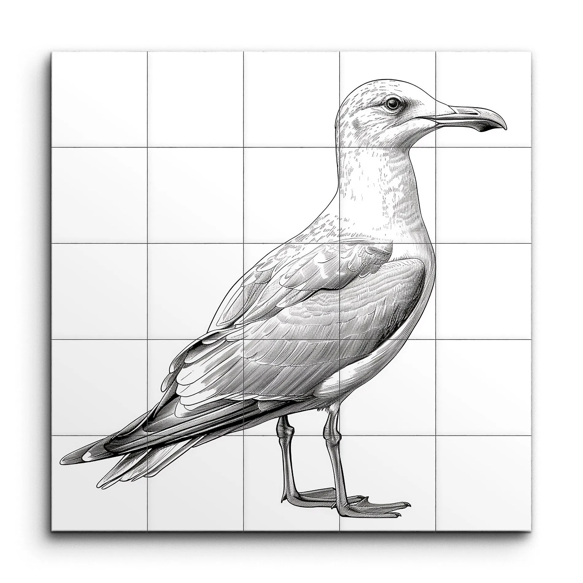 Monochrome Seagull: Exquisite Nature Illustration