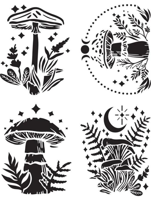Moonlit Mushrooms Stencil - Dixie Belle Paint Company